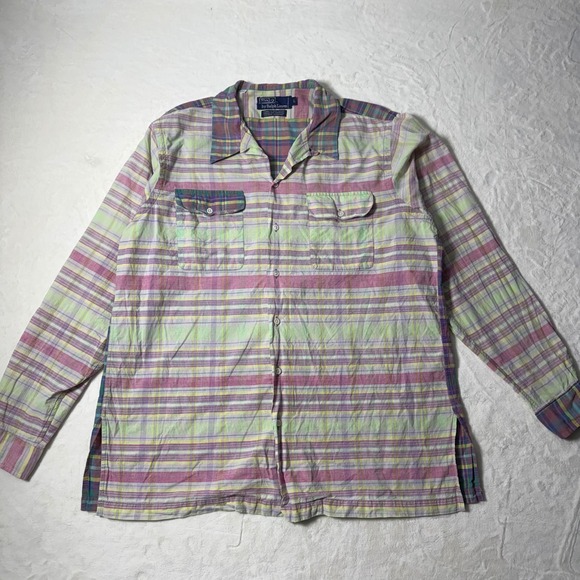 Polo Ralph Lauren Other - Polo Ralph Lauren Men Madras Plaid Hand Woven Long Sleeve Button Up Shirt Size L